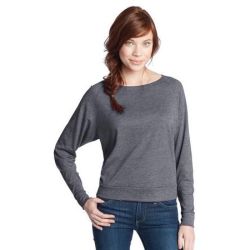 District ®  - Juniors Textured Wide Neck Long Sleeve Raglan DT272